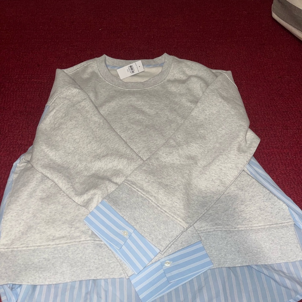 Ann Taylor Kids Gray Sweatshirt with Blue Striped Accents